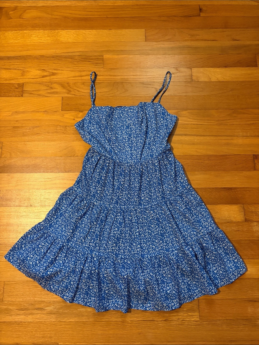 Blue Floral Spaghetti Strap Dress